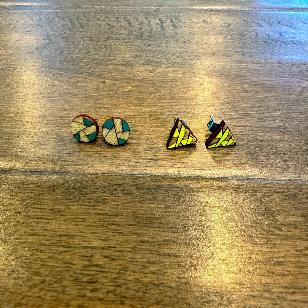Handmade Wooden Post earrings